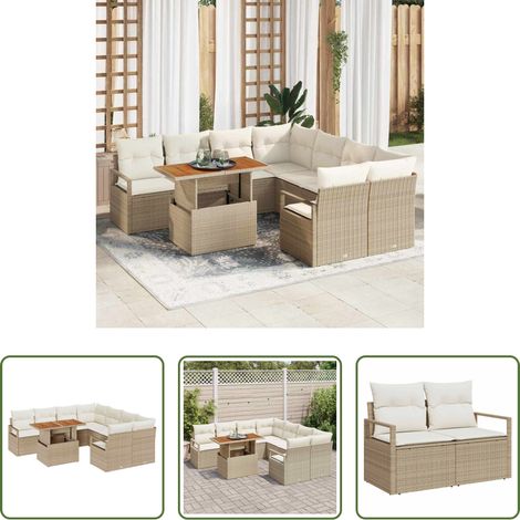 vidaXL Poly Rattan -  Garten-Sofa-Set mit Speicher 9 pcs Beige Poly Rattan (1/5)
