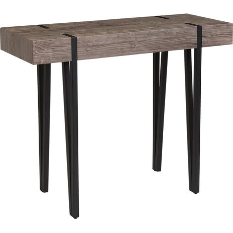 Consola tablero madera oscura patas horquilla de metal negro 100 x 40 cm estilo industrial rectangular Adena (1/5)