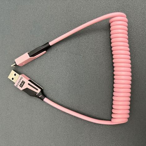Câble de charge ultra-rapide 65 W 4 en 1 en alliage de zinc USB-C pour iPhone 17 Pro, câble USB Type C Xiaomi Samsung PD, câble de données rose de 1,5 m
