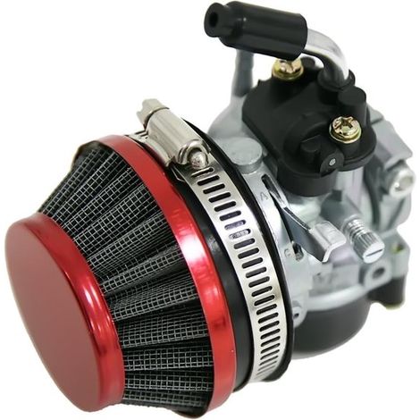 Filtro de aire rojo – Apto para motores de 2 tiempos de 49 cc, 50 cc, 60 cc, 66 cc y 80 cc. (1/5)