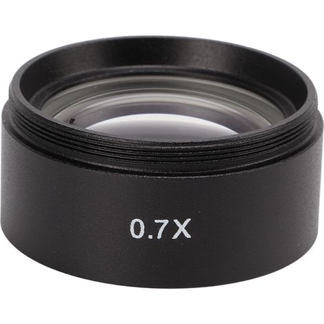 Objectif microscope 0.7X métal, lentille optique verre clair, imagerie nette, corps miroir simple et pratique. (1/5)