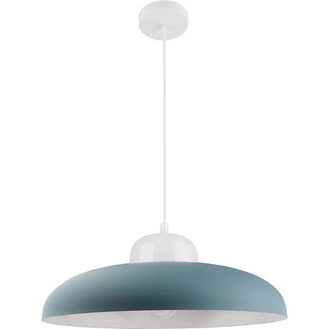 Merano Idaho 40cm Dome Suspension Plafonnier Bleu, Blanc Aluminium LED Blanche E27