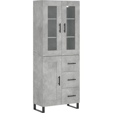 Maison Exclusive - Buffet haut Gris béton 69,5x34x180 cm Bois d'ingénierie (1/5)