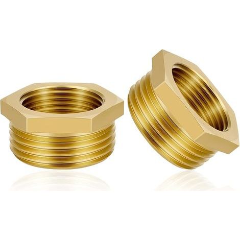 2 Pièces Réducteur en Laiton Adaptateur, 1/2 "Femelle à 3/4" Mâle Filetage en Laiton Douille Hexagonale Connecteur de Réduction, Réducteur Femelle Mâle, pour la Conversion de Tuyau (1/5)