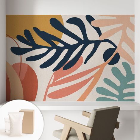 Tapete Vliestapete mit Kleber - Wanddekoration - Wandfolie - 3D Tapete Wand - Wohnungsdeko Blattmuster 104x70 cm (1/5)