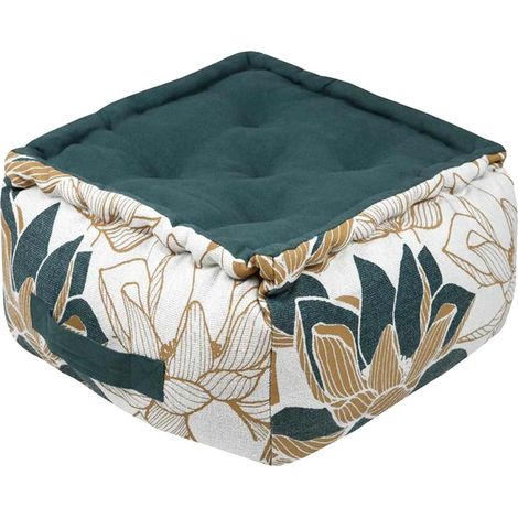 Coussin de sol en coton 100% naturel – Dimensions 40x40 cm – Motif fleurs de lotus – Élément décoratif zen pour intérieur – Stof