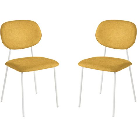 Sedia da pranzo in tessuto Giallo gambe metallo Bianco - ELLIS 2 sedie (1/5)