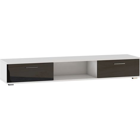 Meuble TV blanc et noir mat Flexa 176cm (1/4)