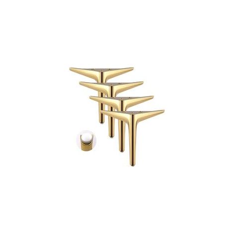 Lot de 4 pieds de meuble triangulaires en fer doré – Hauteur 12 cm – Capacité 250 lb – Installation rapide avec trous pré-percés (1/5)
