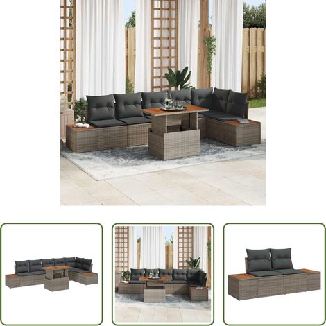 Salle à manger extérieur - Ensemble de salle à manger pour jardin 7 pcs Gris et marron (1/5)