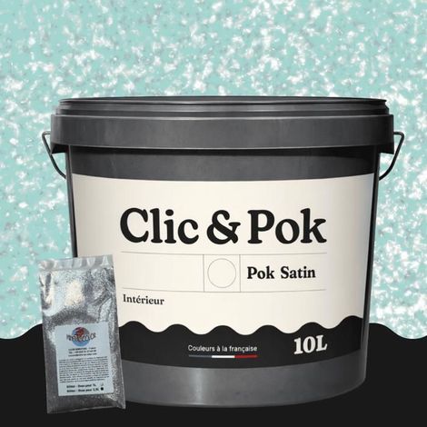 Peinture Effet Pailleté pour Murs & Plafonds - POK PAILLETTE - 10L - Mojito Turquoise (1/4)