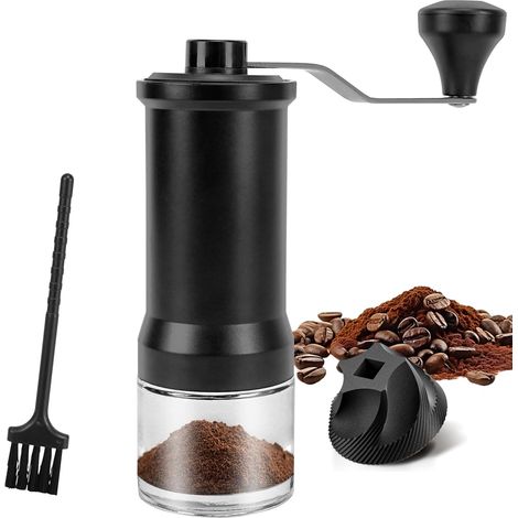 Manuelle Kaffeemühle – 1 Stück – Keramik – Mahlgrad einstellbar – Für French Press und Mokkakanne – Schwarz (1/5)