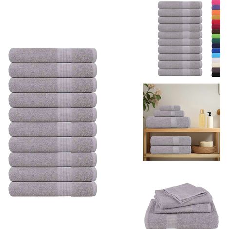 Serviettes de sauna 10 pcs gris 80x200 cm 360 g/m² 100% coton - Serviette De Sauna - Serviettes De Sauna - Serviette - Serviette Avec Boucle De Suspension (1/5)