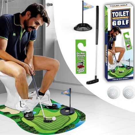 Jeu de golf pour les toilettes, cadeau humoristique pour papa, mari, petit ami, grand-p猫re, tapis de golf pour les toilettes, cadeau de No毛l pour papa (1/5)