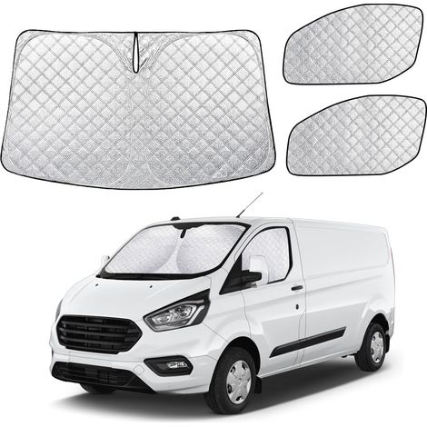Transit Custom 3 Pcs Front Car Sun Shade Thermal Mat Driver's Cab Car Windscreen Cover Non-woven Aluminum Ajustement parfait Magnétique Occultation automatique des vitres Protection de la vie priv (1/5)