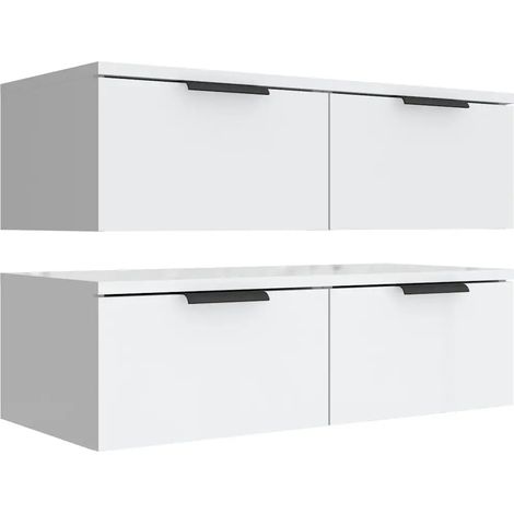 Set di 2 classici armadietti a muro 68 x 30 x 20 cm in legno composito bianco 020055222