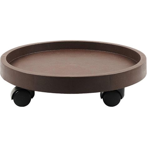 Plateau de plantation rond et épais avec roulettes, base mobile et résistante pour grands pots de fleurs, 1 couleur café 220 (1/5)