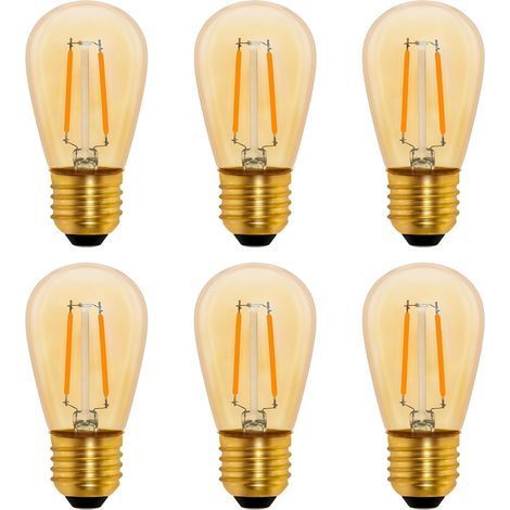 S14 Ampoule LED à Filament Vintage E27, 1W Amber Edison Remplacement 10W Incandescence, Non Dimmable, Blanc Chaud 2200K, AC 220V, Lot de 6 (1/5)