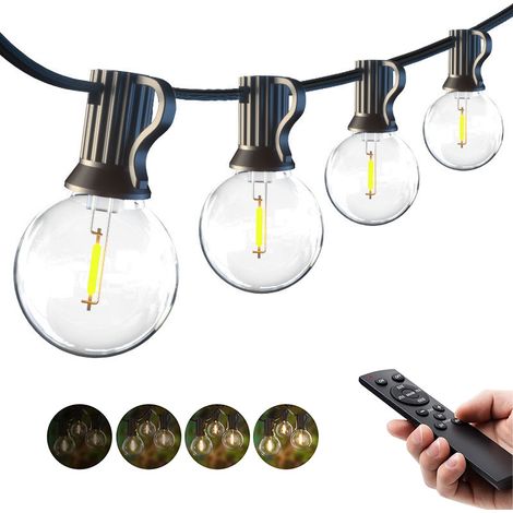 Guirlande lumineuse LED extérieur étanche, Ruban lumineux avec télécommande et variateur d'intensité – Lumière chaude pour jardin, terrasse, mariage, camping – Longueur 15,2 mètres (1/5)