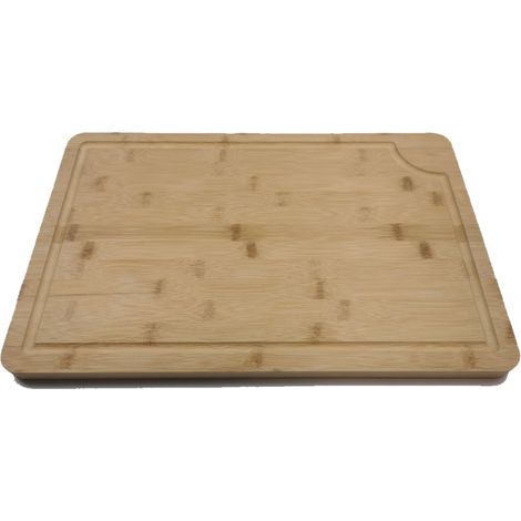 QEM – Planche à découper en bambou massif 45x30 cm – Antibactérien avec rigole à jus – Ergonomique pour découpe précise (1/5)