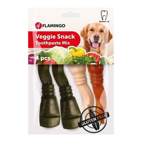 Flamingo Snacks Dentales Veggies Pasta de Dientes 13 cm - 4 uds (1/2)