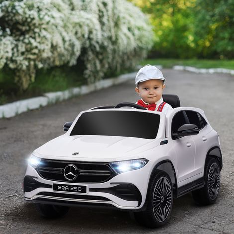 Coche Eléctrico para Niños Mercedes-Benz EQA 12V Control Remoto Música Bocina Velocidad 3-8 km/h 111,5x69x52,5cm Blanco (1/5)