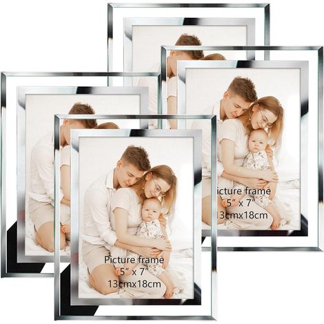 4er Set Glas Bilderrahmen 13x18 cm Silber für Tischaufstellung (1/5)