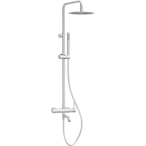 BALNEO Système de douche avec pommeau de pluie argent brossé Acier inoxydable Mitigeur de douche avec douchette CASCADE INOX (1/5)