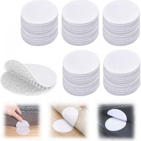 Round Scratch Sticker Self-Adhesive Hooks and Loops 50 PCS Double-Sided Adhesive Scratch Sticker for Car, Home, Walls, Floor, Extra Strong, No Drilling Required, White, 60mm (1/3)