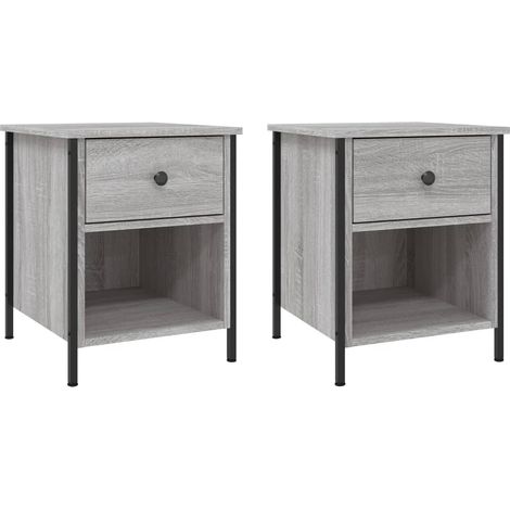 Set di 2 comodini con cassetto 40 x 42 x 50 cm in legno ingegnerizzato grigio e ferro DEC035730