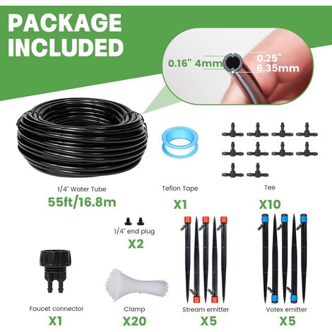 Kit d'Arrosage Automatique par Brumisation pour Jardin – Système de Goutte-à-Goutte avec Têtes d'Irrigation Réglables pour Fleurs et Plantes