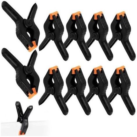 10 Pièces Pinces à Ressort de 4 Pouces, Pinces Multifonctionnelles en Nylon Noir pour Travaux de Bois, Photographie, Arrière-plans, Jardinage, Terrasse et Artisanat (1/5)