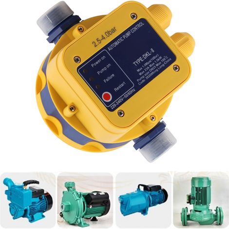 Pressostat de débit de pompe à eau 2,5 bar-4,0 bar, pompe de surpression avec protection contre les courts-circuits thermiques, contrôleur entièrement automatique réglable, 220 V-240 V. (1/5)