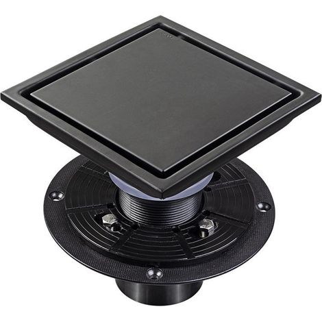 Silencieux sol douche carré 15x15 cm inox 304 noir mat, amovible (1/5)