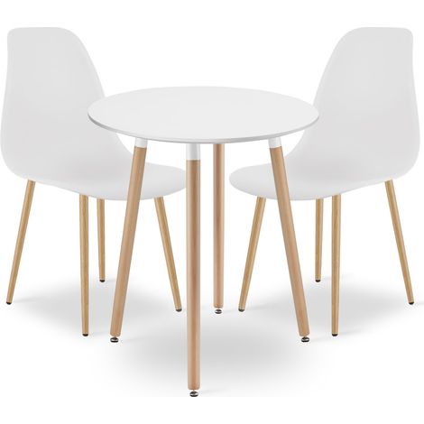 Set da pranzo scandinavo Kami con tavolo rotondo e 2 sedie Wat (1/5)