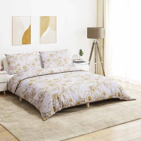 Parure de lit blanche et marron 200x200 cm en coton