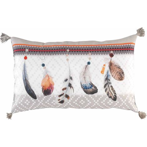 Coussin Pompons Ika-plumes 30x50cm