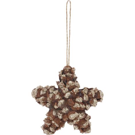 Tannenbaum-Anhänger mit Rinde, Kugel oder Stern, 10,5 cm - (1/5)
