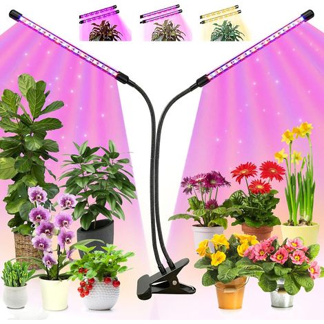 Lampe horticole à spectre complet, lampe de croissance LED, 3 modes d'éclairage, 10 niveaux d'intensité et 3 modes de minuterie (3/9/12 h) pour la culture de plantes d'intérieur (1/5)