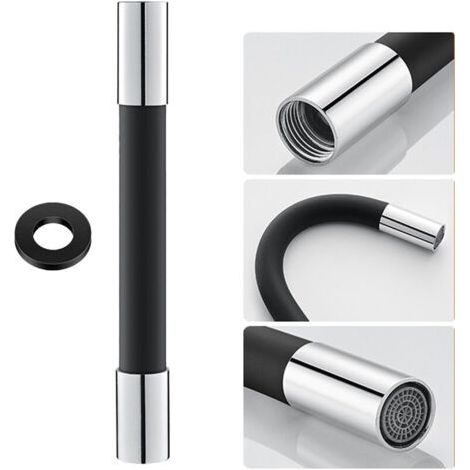 HOXILEELEO - Bec de robinet pivotant à 360° de 50 cm avec joint – Tube d'extension anti-éclaboussures – Pour salle de bain, toilettes, balcon – Silicone, acier inoxydable (1/5)