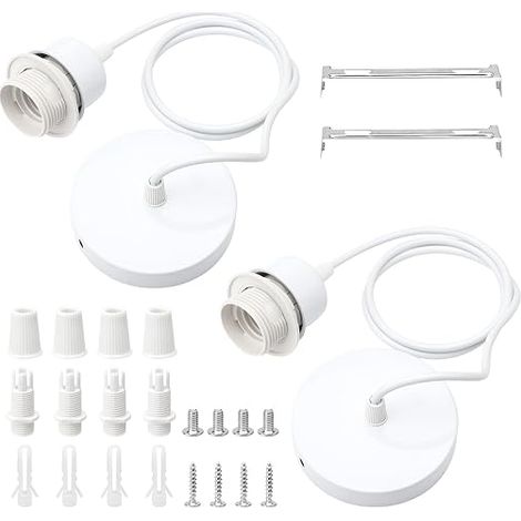 E27 Suspension Cable Lights, Cable 100 cm, Wire Cover for Chandelier, E27 Pendant Light for Kitchen, Living Room, Dining Room (1/5)