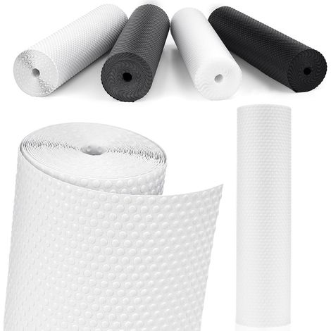 Tapis Frigo en EVA, Tapis Fond de Tiroir Antiderapant Non-adhésif, Plastique Tapis pour Refrigerateur Placard Etagere, Protection pour Meuble Camping, sous Evier Cuisine (Blanc/30cm x 305cm) (1/5)