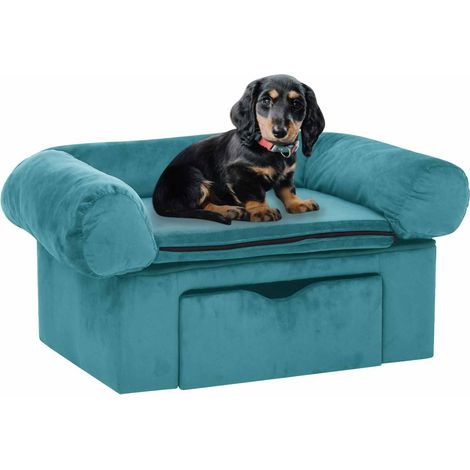 vidaXL Canapé pour chien Turquoise 75 x 50 x 38cm Peluche (1/5)