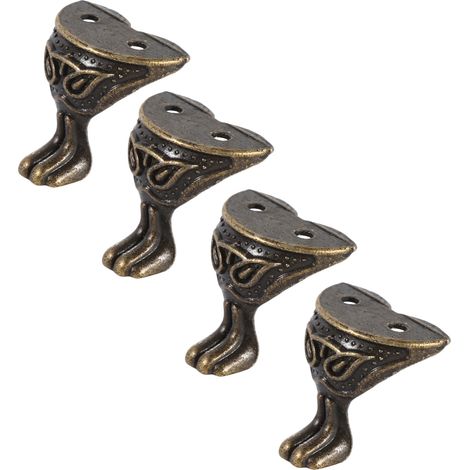4Pcs Coffret à Bijoux Vintage en Bois avec Pieds Décoratifs en Laiton Antique et Protège-Coins (1/5)