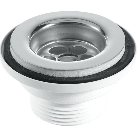 McAlpine BSW2P 60mm Stainless Steel Flange Centre Pin Basin Waste with Black PVC Plug