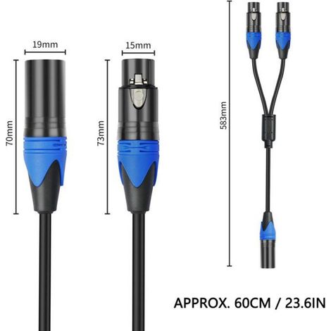 câble XLR femelle vers double mâle câble répartiteur XLR Y Câble répartiteur XLR 3 broches femelle à double mâle (1/5)