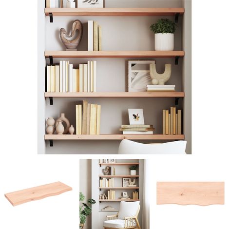 The Living Store - Wandregal 80x30x(2-4) cm Massivholz Eiche Unbehandelt (1/5)
