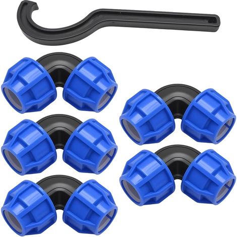 5 Pack Polyethylene Pipe Fitting, 32mm Polypropylene Fittings, Suitable for Indoor and Outdoor Installation in Water Pipe Systems (1/5)
