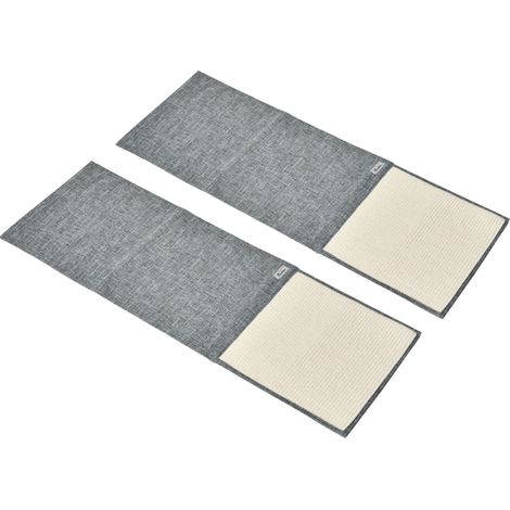 Set de 2 alfombrillas rascadoras para gato de sisal y poliéster gris 130 x 45 cm HOMVRA (1/5)