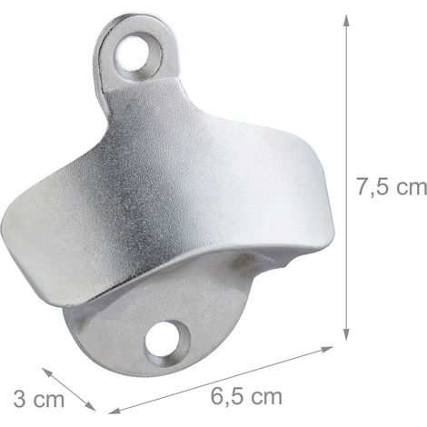 Set di 5 apribottiglie da parete pratici e di design per cucina bar giardino 8 x 5 x 3 cm in acciaio inox argentato 130014373